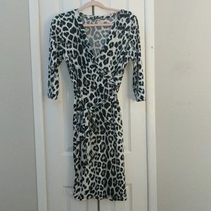 Black and white cheetah print midi dress
